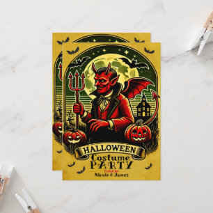 Invitación Diablo vintage en el cementerio de la fiesta de Ha