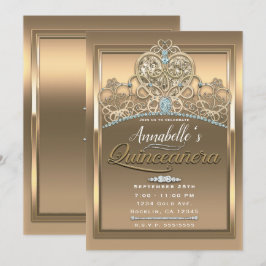 Invitación Diadema de corazón de princesa glamour dorada para