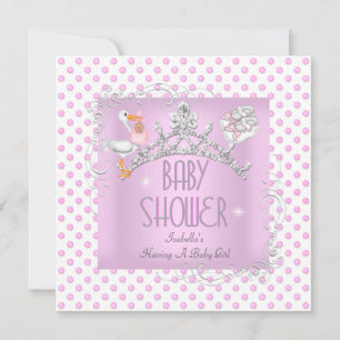 Invitación Diadema de niña para baby shower rosa y blanca Pri
