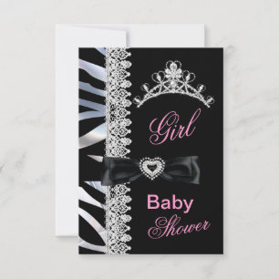 Invitación Diadema de princesa para baby shower de niña con e