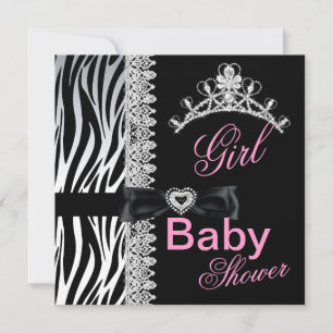 Invitación Diadema de Princesa para Baby Shower de Niña con T