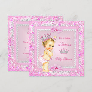 Invitación Diadema de purpurina rosa para baby shower de prin