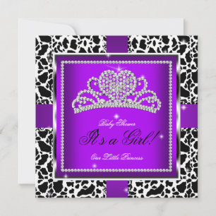 Invitación Diadema de vaca morada para niña en baby shower de