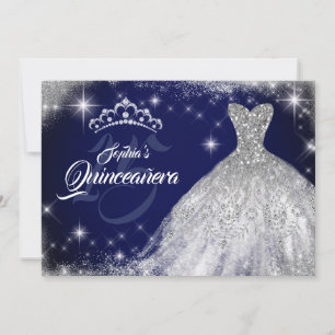 Invitación Diadema de vestido de diamante de encaje azul plat