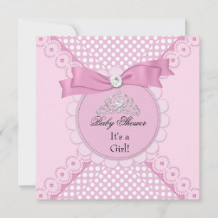 Invitación Diadema Princesa Rosa Blanca para Baby Shower Niña
