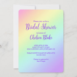 Invitación diagonal a ducha de novia en arco iris