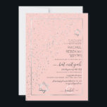 Invitación Diagonal Confetti Bat Mitzvah, Purpurina de plata<br><div class="desc">Esta elegante y única invitación a Bat Mitzvah es ideal para un evento formal y elegante. Cuenta con un purpurina de plata brillante impreso en falso que se roció diagonalmente a través de la invitación en la parte superior de un delgado borde rectangular de plata con un fondo rosado. Es...</div>