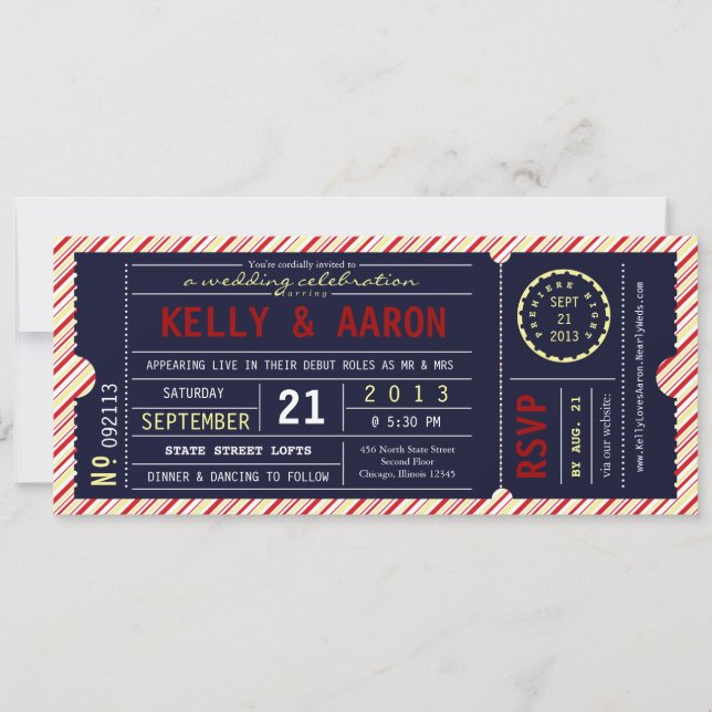 Invitación diagonal de la boda de la raya del (Anverso)
