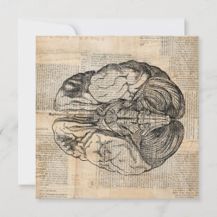 Invitación Diagrama Antiguo del Cerebro Arte Antiguo