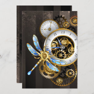 Invitación Diales Steampunk con libélula
