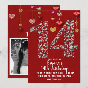 Invitación Diamante 14 Fiesta de Cumpleaños número 14 de Vale