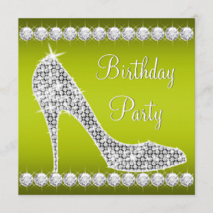 Invitación Diamante Apio Verde Zapato de Tacón Alto Fiesta de