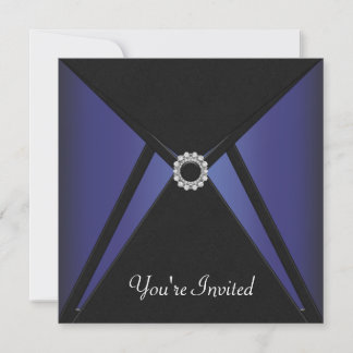 Invitación Diamante Azul Negro para Cualquier Ocasión