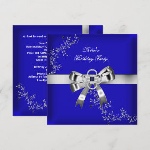 Invitación Diamante Azul Real Joya Arco de Plata