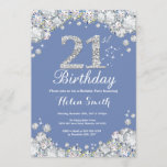 Invitación Diamante azul y plateado de cumpleaños número 21<br><div class="desc">Invitación al cumpleaños número 21. Diamante Diamante de imitación azul y plata. Elegante Bash cumpleaños. Cumpleaños de adultos. Cumpleaños de las mujeres. Cumpleaños de los hombres.
Para más personalización,  haga clic en el botón "Personalizar" y utilice nuestra herramienta de diseño para modificar esta plantilla.</div>