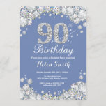 Invitación Diamante azul y plateado de cumpleaños número 90<br><div class="desc">Invitación al cumpleaños número 90. Diamante Diamante de imitación azul y plata. Elegante Bash cumpleaños. Cumpleaños de adultos. Cumpleaños de las mujeres. Cumpleaños de los hombres.
Para más personalización,  haga clic en el botón "Personalizar" y utilice nuestra herramienta de diseño para modificar esta plantilla.</div>