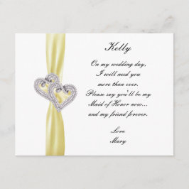 Invitación Diamante Corazón Amarillo Dama de Honor de Boda Ta