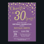 Invitación Diamante de 30 años morado y dorado<br><div class="desc">Invitación de cumpleaños 30 con fondo de diamantes morado y Purpurina de oro. Confetti de oro. Cumpleaños de adultos. Cumpleaños de hombres o mujeres.
Para más personalización,  haga clic en el botón "Personalizar" y utilice nuestra herramienta de diseño para modificar esta plantilla.</div>