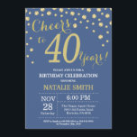 Invitación Diamante de 40 años azul y oro<br><div class="desc">Invitación de cumpleaños número 40 con fondo de diamantes Purpurina Azul y Oro. Confetti de oro. Cumpleaños de adultos. Cumpleaños de hombres o mujeres. Para más personalización,  haga clic en el botón "Personalizar" y utilice nuestra herramienta de diseño para modificar esta plantilla.</div>