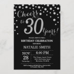 Invitación Diamante de cumpleaños 30 negro y plateado<br><div class="desc">Invitación de cumpleaños 30 con fondo de diamante negro y plateado Purpurina. Confetti plateado. Cumpleaños de adultos. Cumpleaños de hombres o mujeres. Para más personalización,  haga clic en el botón "Personalizar" y utilice nuestra herramienta de diseño para modificar esta plantilla.</div>