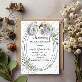 Invitación diamante de fotos de plata en el 60 aniversario de