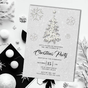 Invitación Diamante de imitación blanco negro de Navidades de