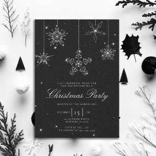Invitación Diamante de imitación blanco negro Purpurinas de c