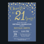 Invitación Diamante de los 21 años azul y oro<br><div class="desc">Invitación de cumpleaños número 21 con fondo de diamante Purpurina Azul y Oro. Confetti de oro. Cumpleaños de adultos. Cumpleaños de hombres o mujeres.
Para más personalización,  haga clic en el botón "Personalizar" y utilice nuestra herramienta de diseño para modificar esta plantilla.</div>