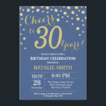 Invitación Diamante de los 30 años azul y oro<br><div class="desc">Invitación de cumpleaños 30 con fondo de diamante Purpurina azul y oro. confetti de efecto metalizado dorado. Cumpleaños de adultos. Cumpleaños de hombres o mujeres. Para una mayor personalización,  haga clic en el botón "Personalizar" y utilice nuestra herramienta de diseño para modificar esta plantilla.</div>
