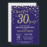 Invitación Diamante de los 30 años de la Marina Azul y Oro<br><div class="desc">Invitación de cumpleaños 30 con fondo de diamante azul y Purpurina de oro de la Marina. Confetti de oro. Cumpleaños de adultos. Cumpleaños de hombres o mujeres.
Para más personalización,  haga clic en el botón "Personalizar" y utilice nuestra herramienta de diseño para modificar esta plantilla.</div>