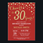 Invitación Diamante de los 30 años rojo y oro<br><div class="desc">Invitación de cumpleaños 30 con fondo de diamante Purpurina rojo y oro. Confetti de oro. Cumpleaños de adultos. Cumpleaños de hombres o mujeres. Para más personalización,  haga clic en el botón "Personalizar" y utilice nuestra herramienta de diseño para modificar esta plantilla.</div>