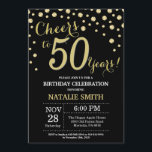 Invitación Diamante de los 50 años de color negro y oro<br><div class="desc">Invitación de cumpleaños 50 con fondo de diamante negro y Purpurina de oro. Confetti de oro. Cumpleaños de adultos. Cumpleaños de hombres o mujeres. Para más personalización,  haga clic en el botón "Personalizar" y utilice nuestra herramienta de diseño para modificar esta plantilla.</div>