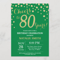 Diamante de los días 80 de nacimiento verde y oro