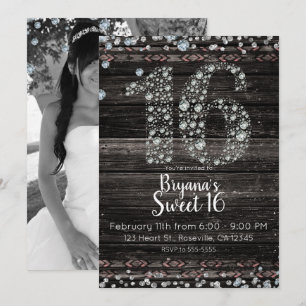 Invitación Diamante de Madera Brillo 16 Cumpleaños Dieciséis