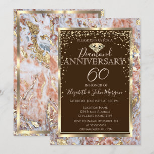 Invitación Diamante de mármol con brillo para boda y aniversa