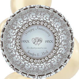 Invitación Diamante de monograma de aniversario ornamental