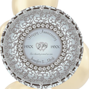 Invitación Diamante de monograma de aniversario ornamental