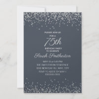 Diamante de plata azul Cumpleaños 75