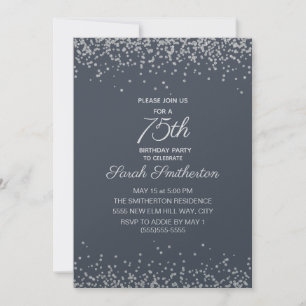 Invitación Diamante de plata azul Cumpleaños 75