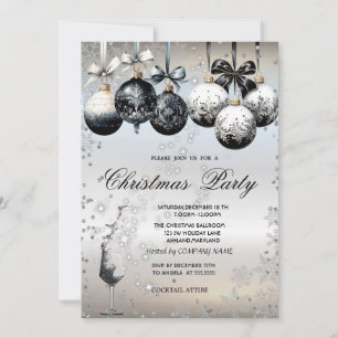 Invitación Diamante de plata, bolas, vidrio, fiesta de Navida