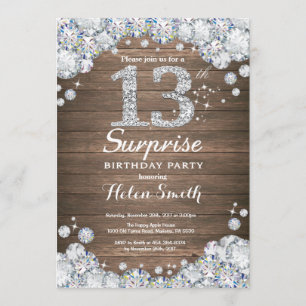 Invitación Diamante de plata cumpleaños rústico de la