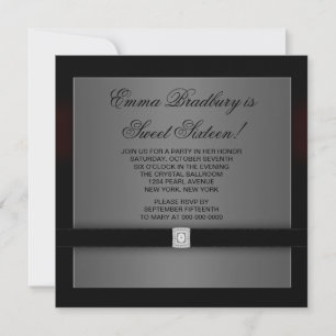 Invitación Diamante de terciopelo negro dieciséis