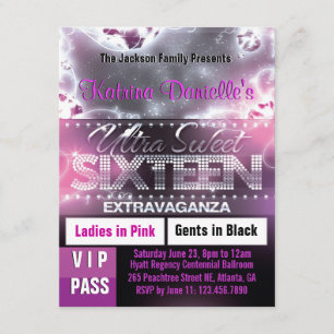 Invitación Diamante dulce dulce Diamante Dieciséis VIP Pass I