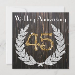 Invitación Diamante Laurel & Oro 45 Aniversario de Boda En