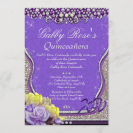 Invitación Diamante morado Quinceañera y dulce 16