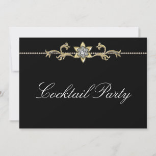 Invitación Diamante Negro Blanco Fiesta de Cocktail Negro Bla