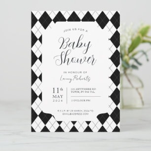 Invitación Diamante Negro y Blanco Argyle Sin Género