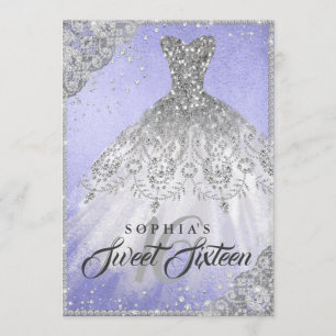 Invitación Diamante Plata Púrpura Espuma de bata dulce Diecis
