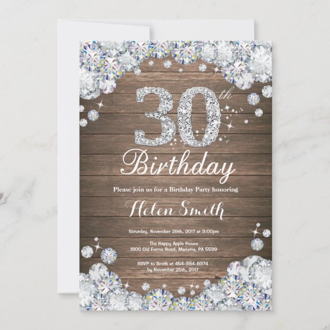 Invitación Diamante plateado de 30 años ruso (Anverso)