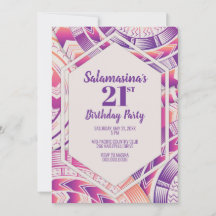 Invitación Diamante Rosa, Naranja y Púrpura Tatau